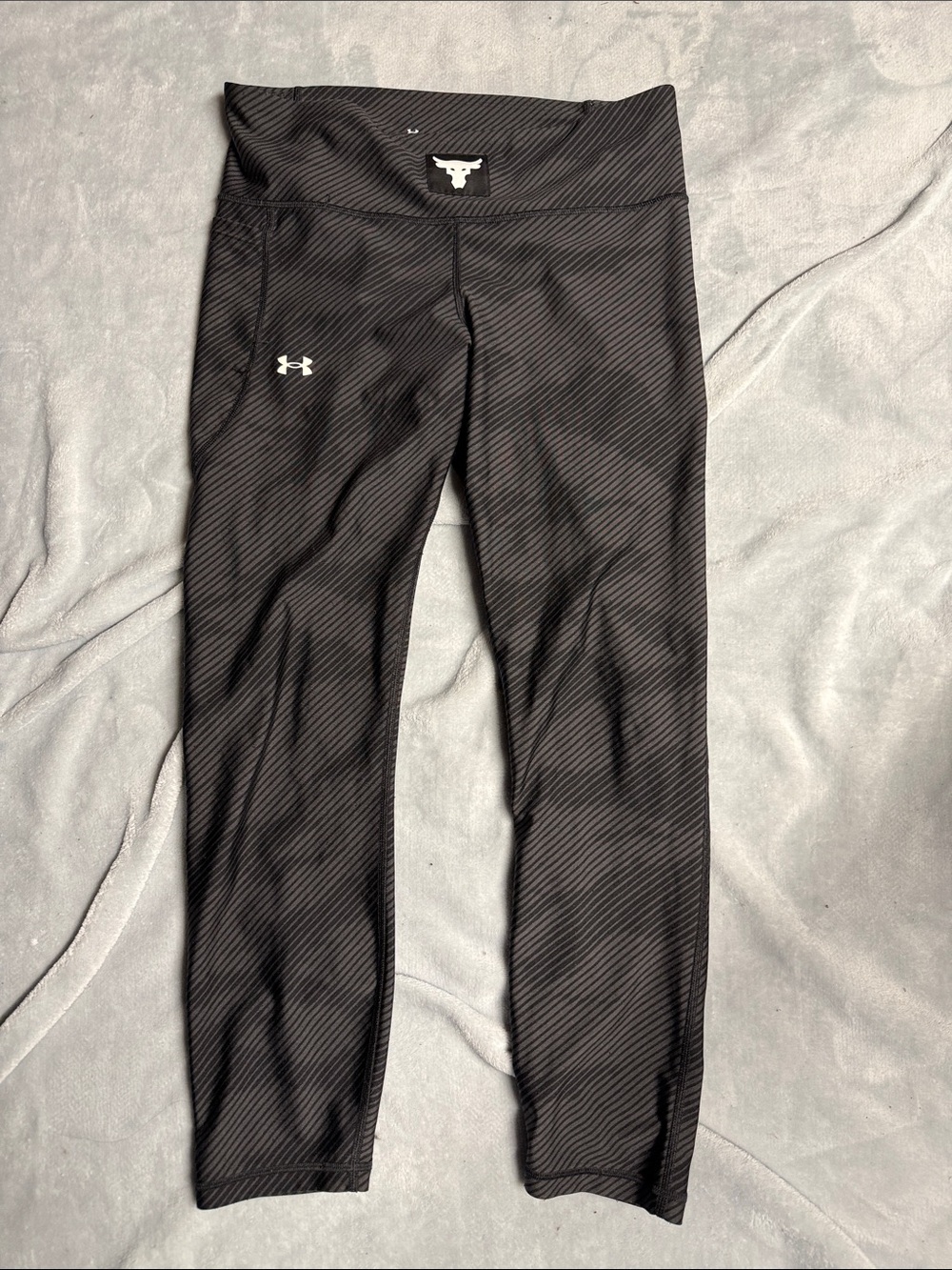 Under Armour Black Diagonal-Striped High-Waist Leggings